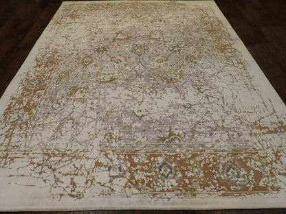 Transitional Abstract Oxidized Vintage Design 8'0"x10'0" Hand-knotted Rug -w11305