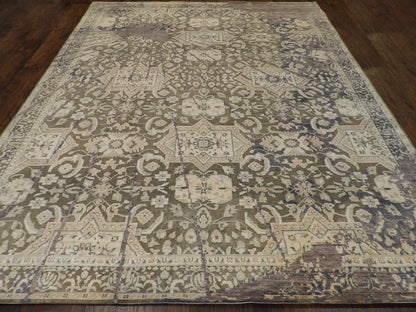 Transitional Oxidized Silk Broken Design 8'0"x10'0" Hand-knotted Rug -w11306