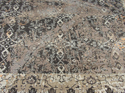 Transitional Oxidized Silk Vintage Broken Design 5'0"x8'0" Hand-knotted Rug -W11307