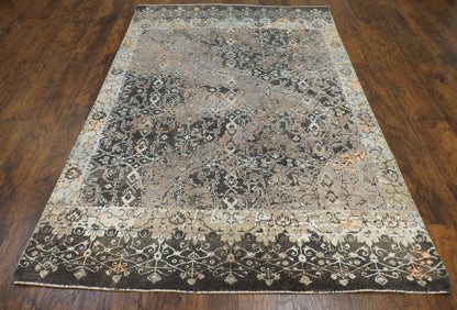 Transitional Vintage Oxidized Broken Design 5'0"x8'0" Hand-knotted Rug -W11308