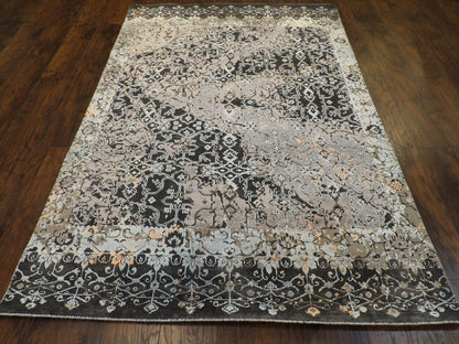 Transitional Vintage Oxidized Broken Design 5'0"x8'0" Hand-knotted Rug -W11308