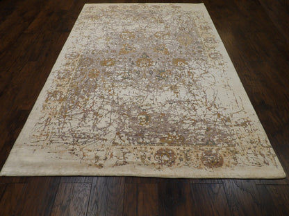Modern Fine Abstract Oxidized Silk 6'0"x9'0" Hand-knotted Rug -w11309