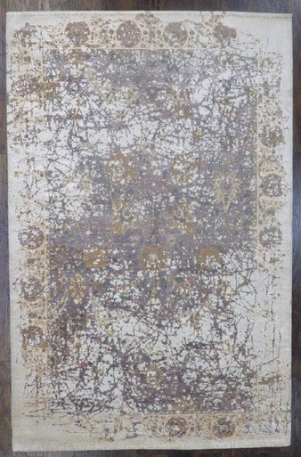 Modern Fine Abstract Oxidized Silk 6'0"x9'0" Hand-knotted Rug -w11309