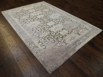 Modern Fine Abstract Oxidized Silk 6'0"x9'0" Hand-knotted Rug -w11310