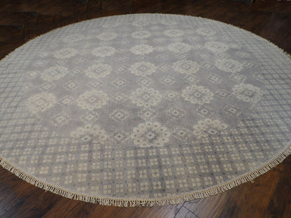 Fine Oushak Silver Wash Natural-dye 10'0"x10'0" Hand-knotted Rug -w11335