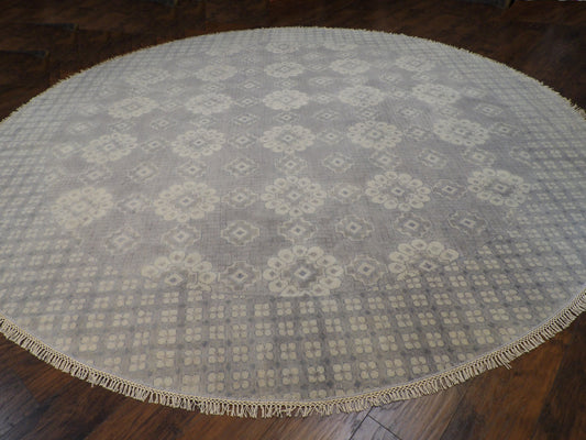 Fine Oushak Silver Wash Natural-dye 10'0"x10'0" Hand-knotted Rug -w11335