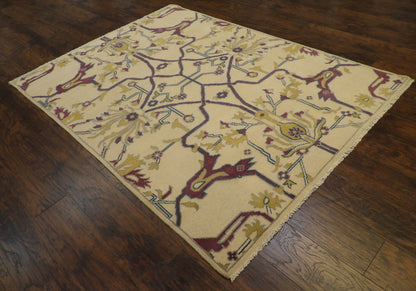 Natural Ziegler Design 5'0"x8'0" Hand-knotted Rug -W11342