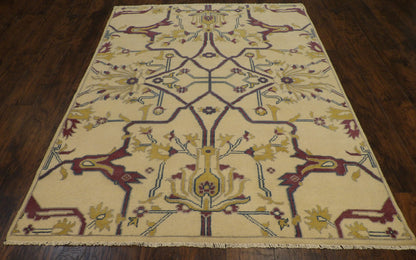 Natural Ziegler Design 5'0"x8'0" Hand-knotted Rug -W11342