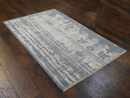 Transitional Abstract Design 4'0"x6'0" Hand-knotted Rug -w11343