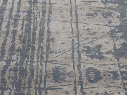 Transitional Abstract Design 4'0"x6'0" Hand-knotted Rug -w11343
