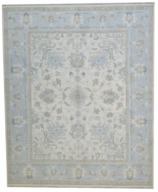Oushak Chobie White Wash 8'0"x10'0" Hand-knotted Rug -w11349