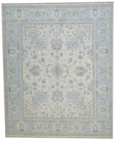 Oushak Chobie White Wash 8'0"x10'0" Hand-knotted Rug -w11349