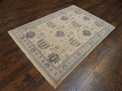 Tribal Fine Oushak White Wash 4'0"x6'0" Hand-knotted Rug -w11350