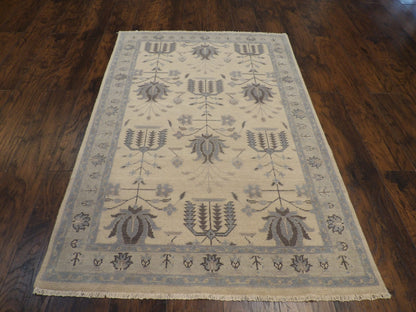 Tribal Fine Oushak White Wash 4'0"x6'0" Hand-knotted Rug -w11350