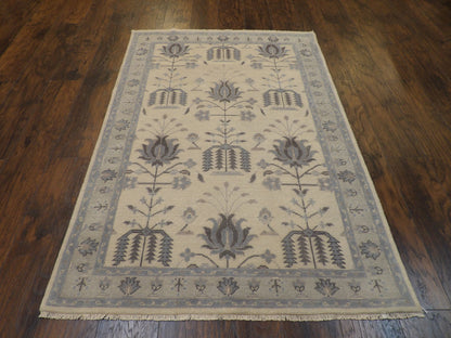 Tribal Fine Oushak White Wash 4'0"x6'0" Hand-knotted Rug -w11350