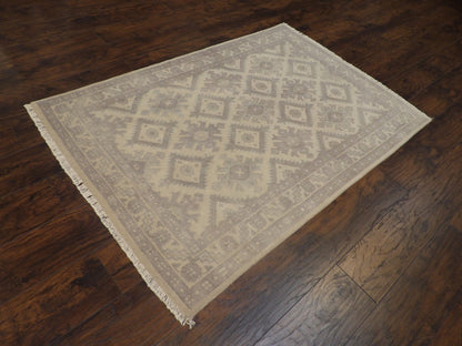 Tribal Kazak So' White Wash 4'0"x6'0" Hand-knotted Rug -w11351