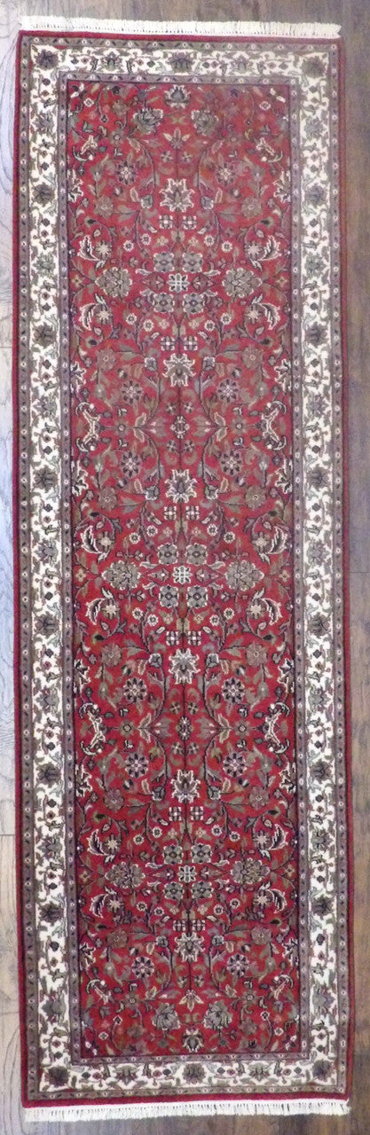 Beige 2'6" x 10'0" Fine Persian Kashan Hand knotted Wool Rug - Sku: w11366