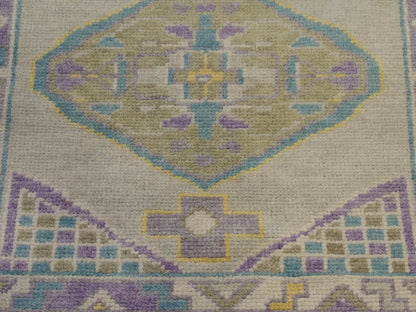 Anatolian Vintage Oushak 2'6" x 6'0" Hand knotted Rug - w11370