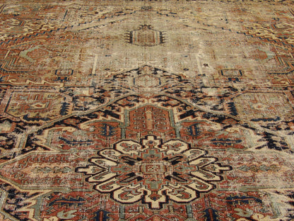 Persian Antique 1840' Heriz Hand-knotted Rug 10'8"x15'9" -w1152