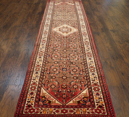 Persian Semi Antique Hamadan 3'0"x11'0" Hand-knotted Rug -W1157