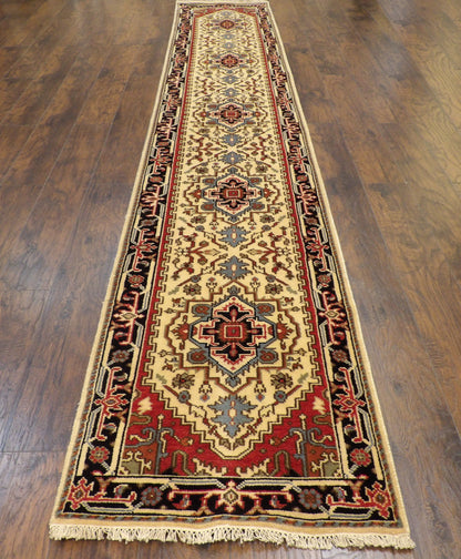 Tribal Indo Heriz 2'6"x14'0" Hand-knotted Rug -W1164