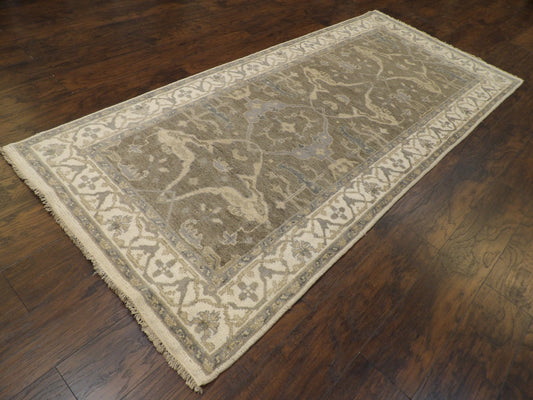 Turk Oushak Silver Wash 4'0"x10'0" Hand-knotted Rug -W1169