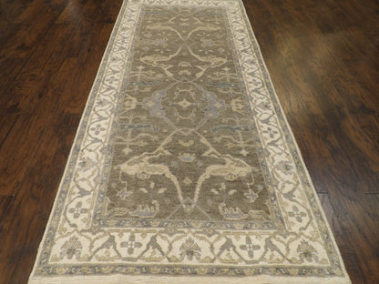Turk Oushak Silver Wash 4'0"x10'0" Hand-knotted Rug -W1169