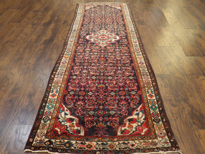 Antique Persian Hamadan 4'0x11'0" Hand-knotted Rug -W1173