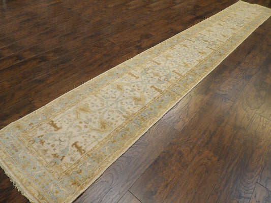 Turk Oushak Silver Wash 2'6"x18'0" Hand-knotted Rug -W1178