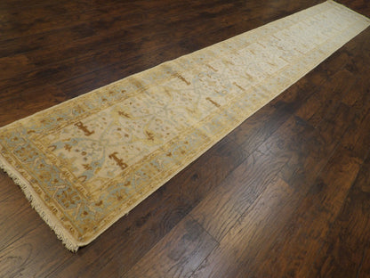 Turk Oushak Silver Wash 2'6"x18'0" Hand-knotted Rug -W1178