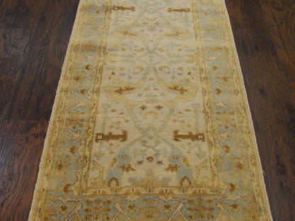 Turk Oushak Silver Wash 2'6"x18'0" Hand-knotted Rug -W1178