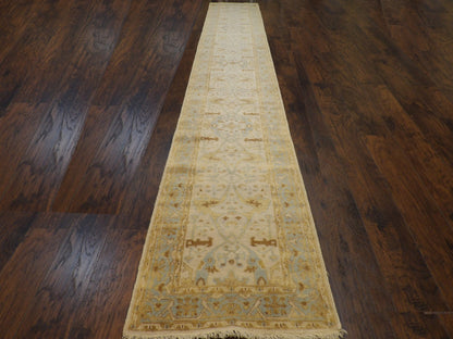 Turk Oushak Silver Wash 2'6"x18'0" Hand-knotted Rug -W1178