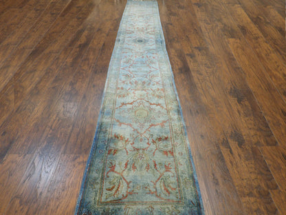 Over-dye Vintage Ziegler 2'6"x18'0" Hand-knotted Rug -W1179