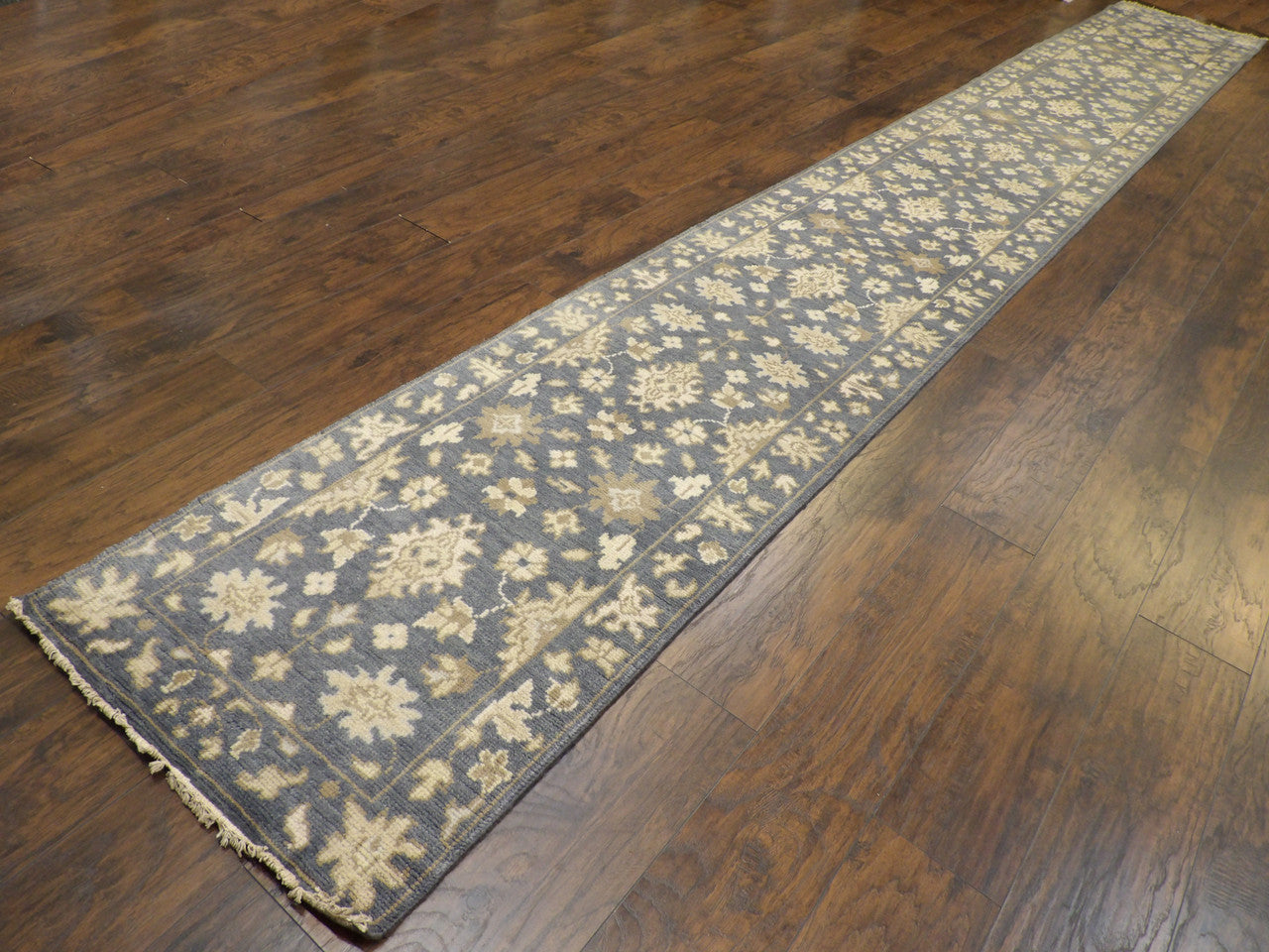 Turk Oushak Silver Wash 2'6"x20'0" Hand-knotted Rug -W1183