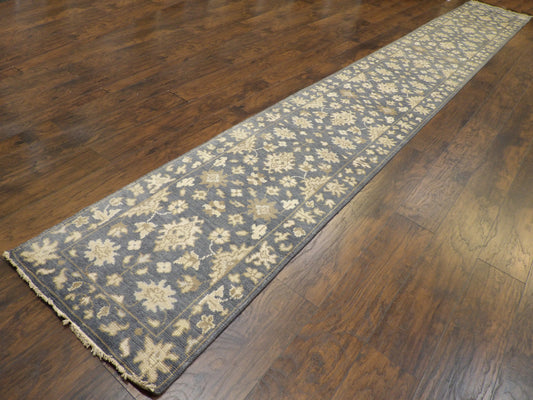 Turk Oushak Silver Wash 2'6"x20'0" Hand-knotted Rug -W1183