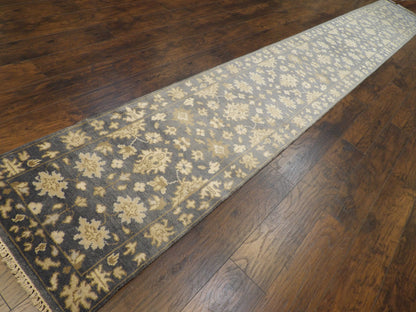Turk Oushak Silver Wash 2'6"x20'0" Hand-knotted Rug -W1183