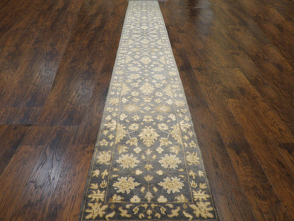 Turk Oushak Silver Wash 2'6"x20'0" Hand-knotted Rug -W1183