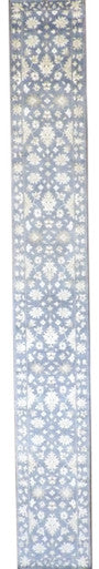 Turk Oushak Silver Wash 2'6"x20'0" Hand-knotted Rug -W1183