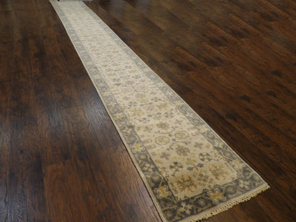 Turk Oushak Silver Wash 2'6"x20'0" Hand-knotted Rug -W1184
