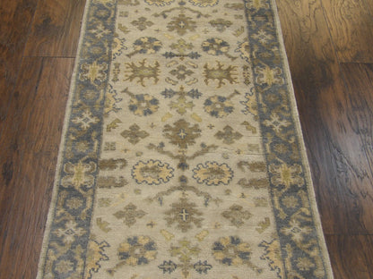 Turk Oushak Silver Wash 2'6"x20'0" Hand-knotted Rug -W1184