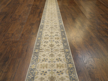 Turk Oushak Silver Wash 2'6"x20'0" Hand-knotted Rug -W1184
