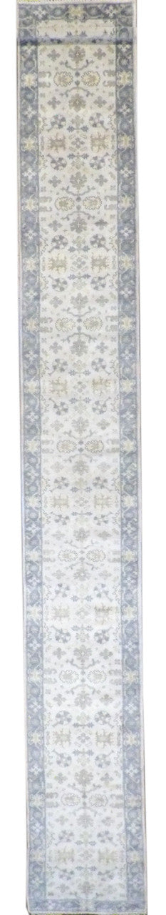 Gray 2'6" x 20'0" Turk Oushak Wash Hand knotted Wool Rug - Sku: W1184