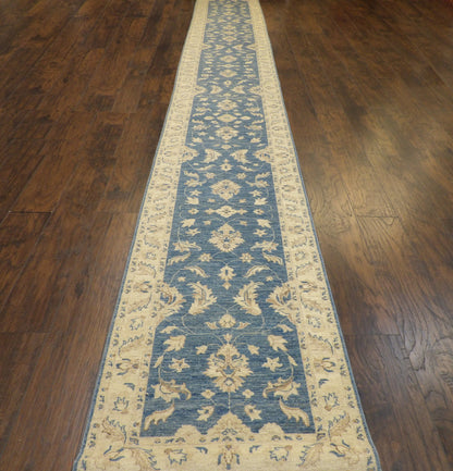 Oushak Chobie White Wash 2'6"x20'0" Hand-knotted Rug -W1186