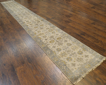 Turk Oushak Silver Wash 2'6"x20'0" Hand-knotted Rug -W1189