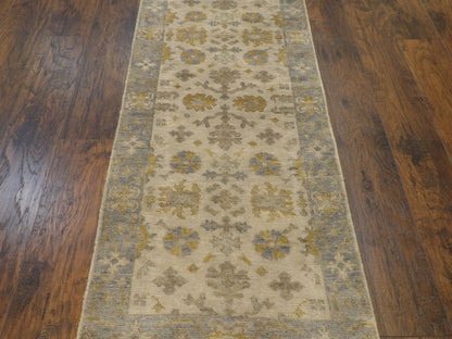 Turk Oushak Silver Wash 2'6"x20'0" Hand-knotted Rug -W1189