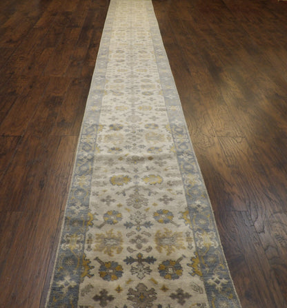 Turk Oushak Silver Wash 2'6"x20'0" Hand-knotted Rug -W1189