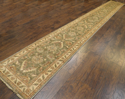 Oushak Chobie Antique Wash 2'6"x21'0" Hand-knotted Rug -W1190