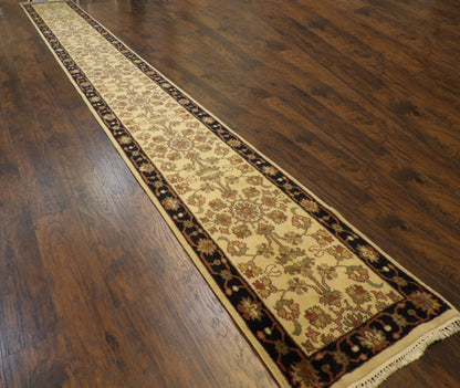 Jaipur Kashan Thick Pile Antique Wash 2'6"x22'0" Hand-knotted Rug -W1192