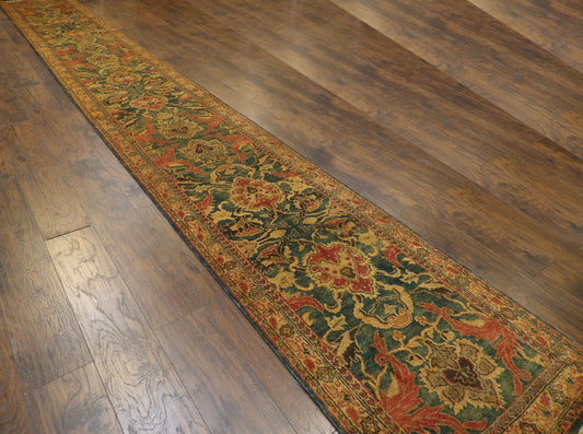 Agra Ziegler Antique Wash Hand knotted Wool Rug 3'0" X 22'0" - w1194