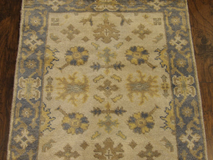 Turk Oushak Silver Wash 2'6"x24'0" Hand-knotted Rug -W1196